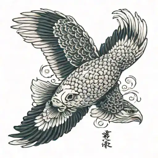 Koi Fish Fist Bumping An Eagle Perched