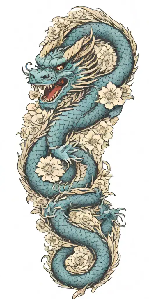 A Japanese Dragon Wapping Arm And Biting Neck