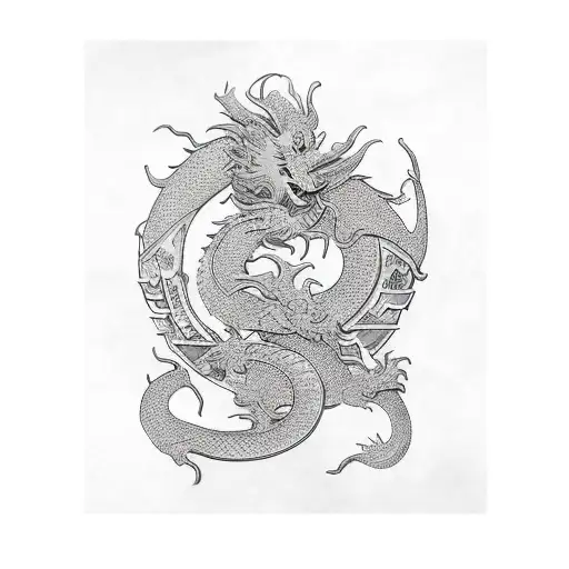 Dragon With Sakura