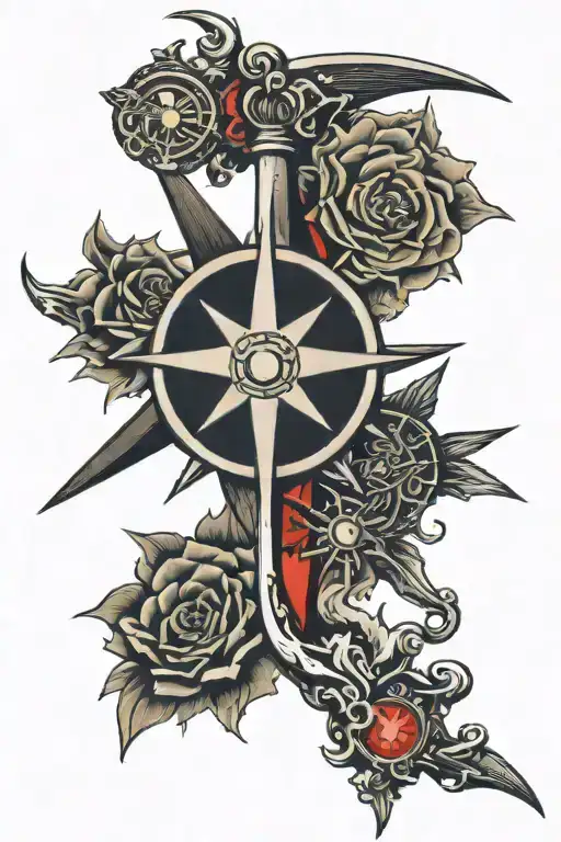 Dagger Piercing A Compass Rose