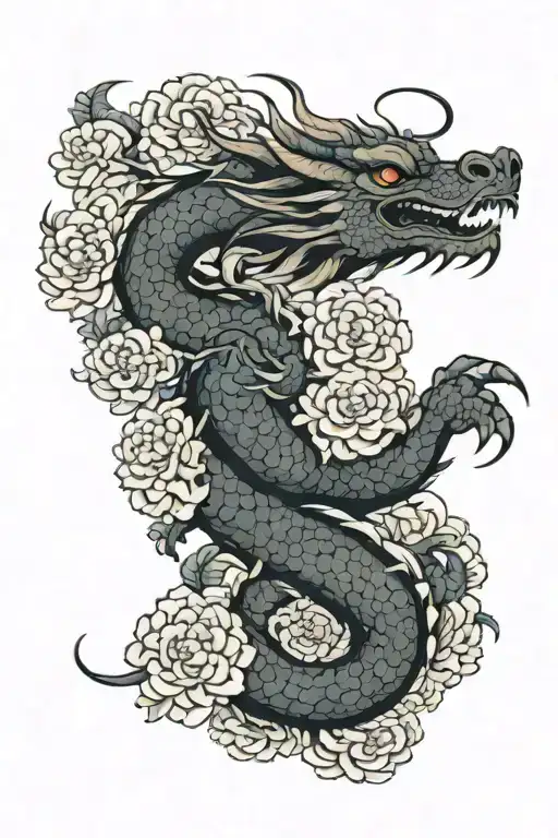 Dragon With Chrysanthemum
