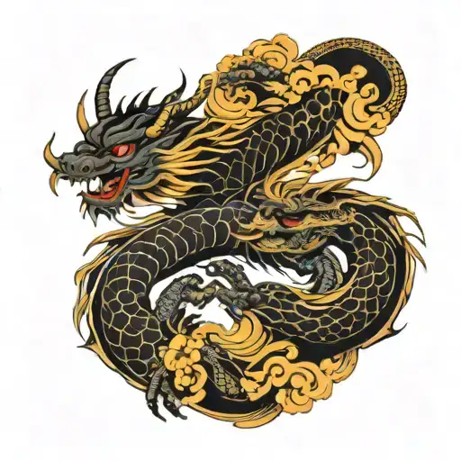 Tattoo For The Zodiac Sign Gemini Black With Two Dragons