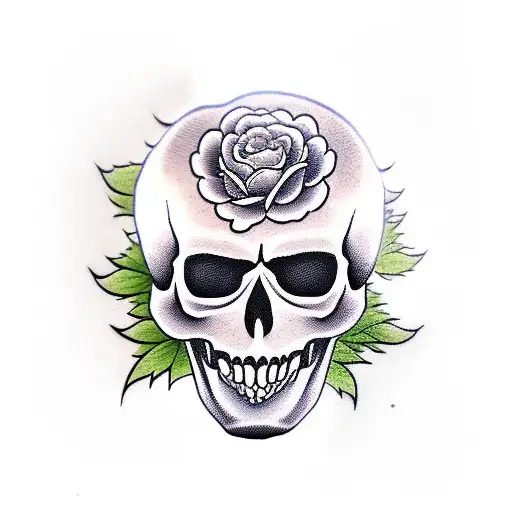 Ghost Skull With Roses