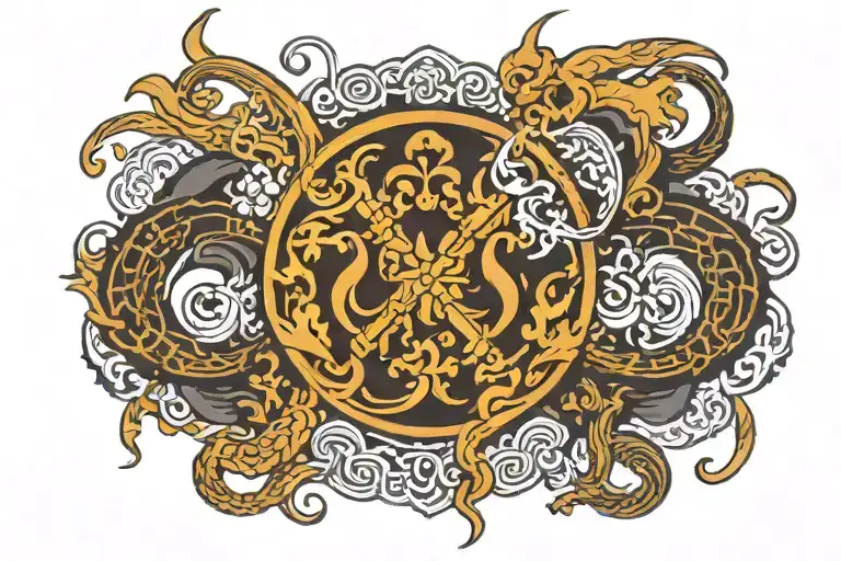 A Back Tattoo In The Style Of Slavic Culture That Represents Strength And Intelligence