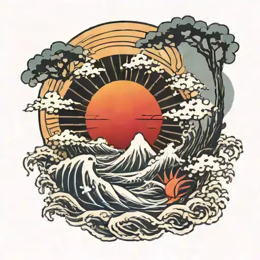 The Sun Rising Over An Island