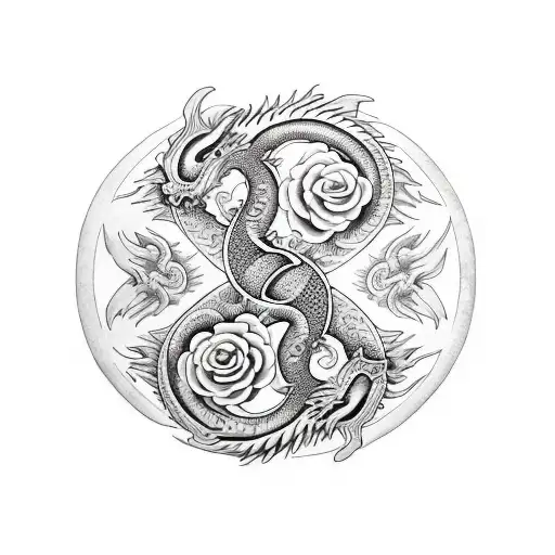 Dragon Rose Yin Yang