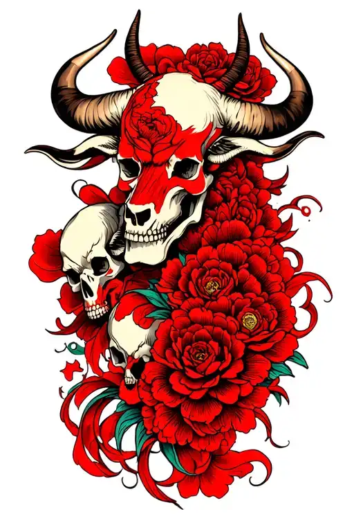Taurus Tattoos Half Sleeves Tattoo With Skulls