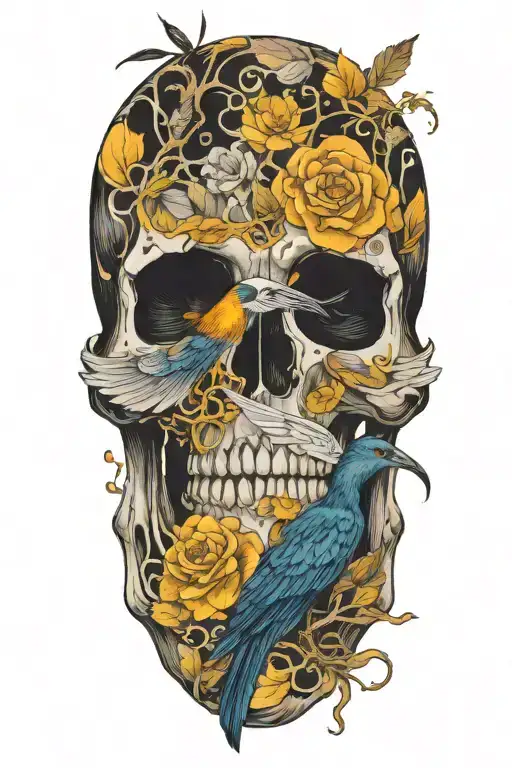 An Abstract Representation Of Death By Alcoholism Intertwined With Birds