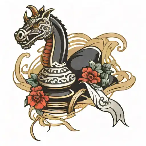 A Black Chess Pawn With A White Taekwondo Belt