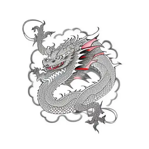 Dragon With Samurai Japan Mask Color