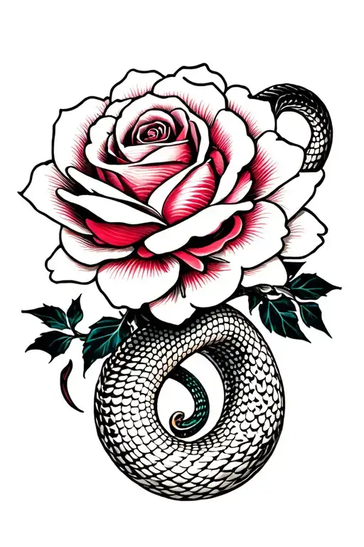 Snake And Rose Intertwined
