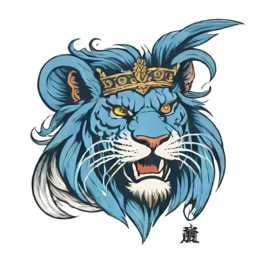 Blue Lion Wearing Premier League Crown
