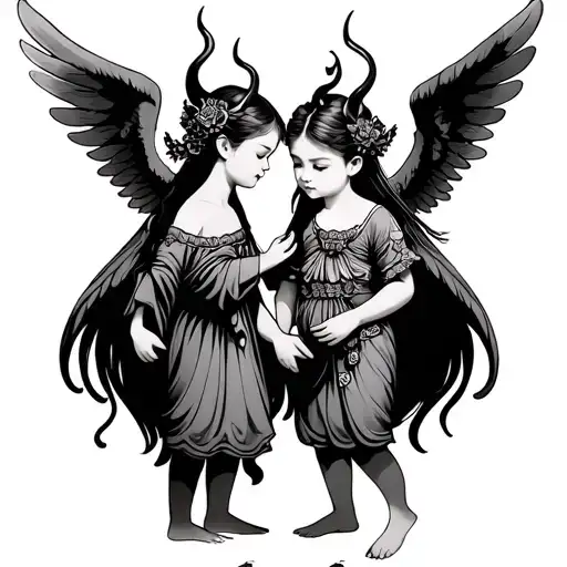 Child Angel And Child Devil Spirit