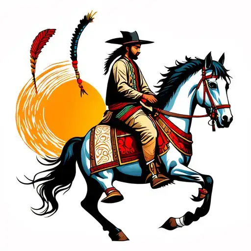Western Indian Man Riding Horse