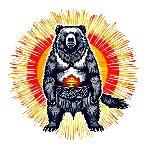 Standing Bear With Sun Setting