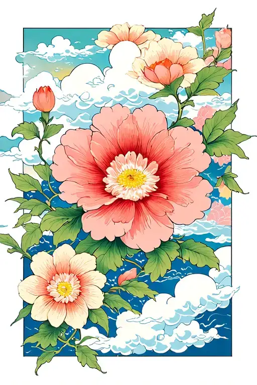 Flower With Cloud Background