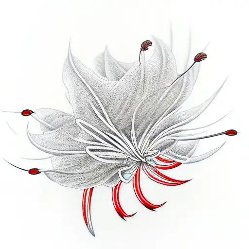 Centipede With Red Spider Lily Details