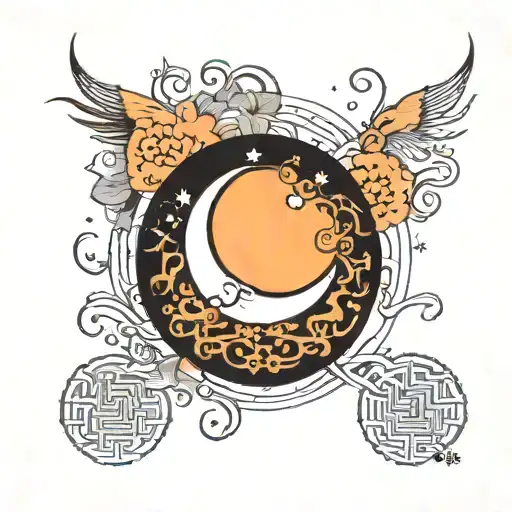 A Minimalist Moon With Intricate Dance Patterns Within It