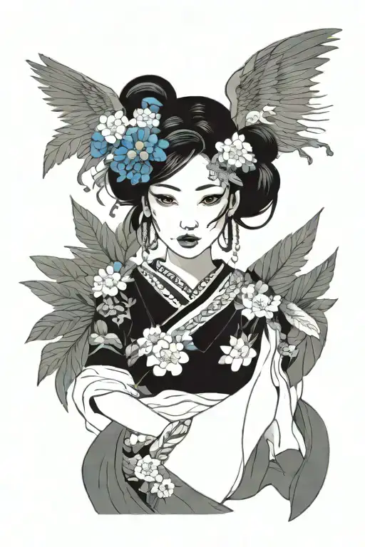 Sad Woman Wing Blue Eyes