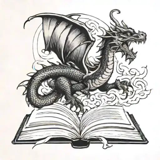 Dragon Flying Out Of A Book