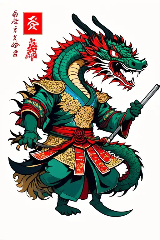Japanese Dragon Japanese Samurai Warrior Wielding