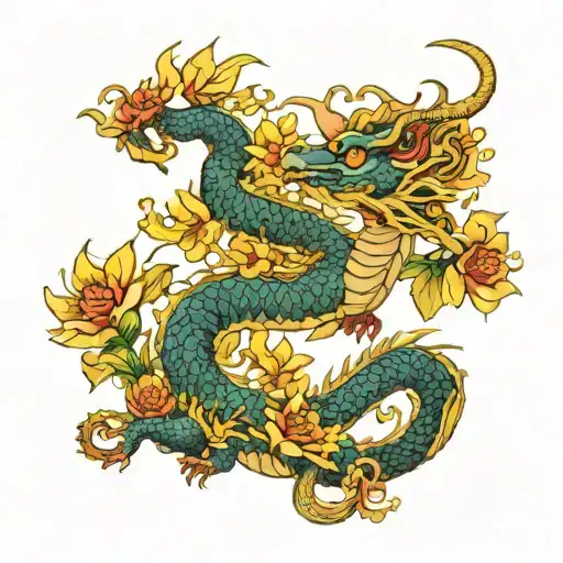 Dragon With Flowers