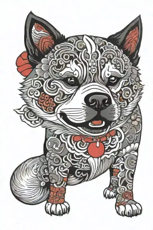 Akita Inu Red Dog Playing