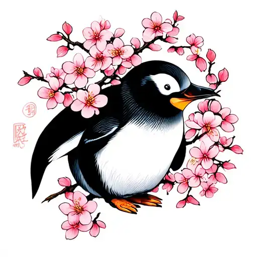 Cherry Blossom Penguin