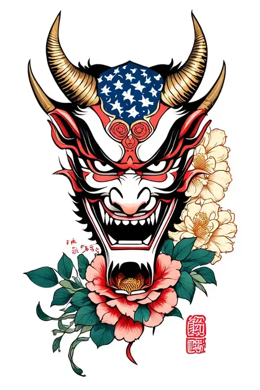 Combine Japanese Demon Mask With Americana