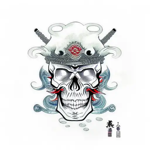 Skull Samurai With Waves Chaos