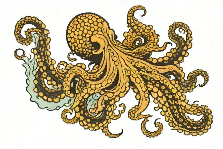 Octopus And Tentacled Sea Monsters Wriggle Around The Waves