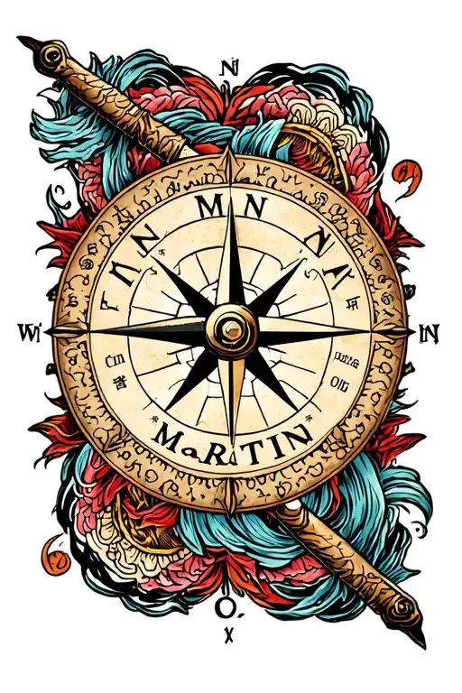 The Word Martin With Vikings Compass At The Behind