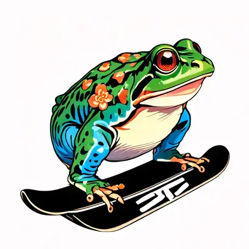 Japanese Frog Snowboarding