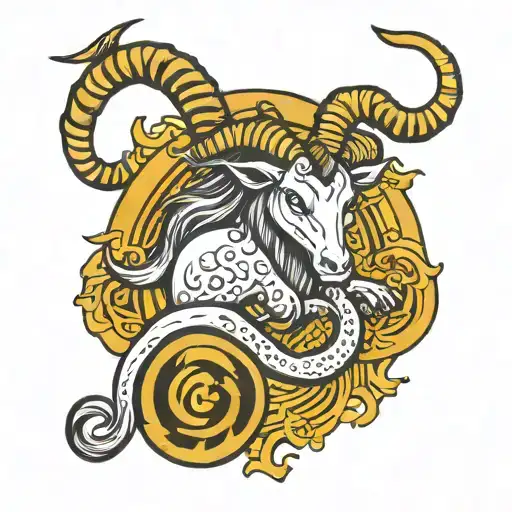 Capricorn Zodiac Sign Tattoo Design Featuring Positive Energy