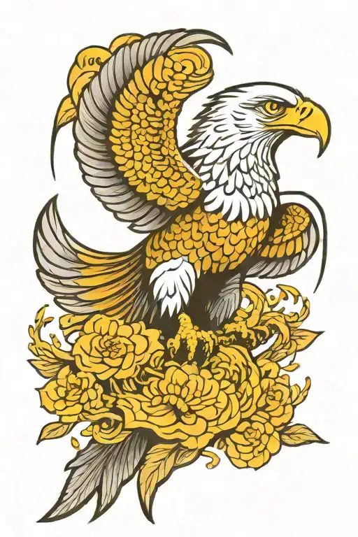 Bird Eagle Standing Japanese Theme Sleeve Black And White