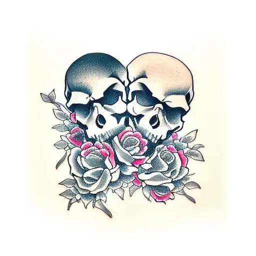 Skull And Roses Colored