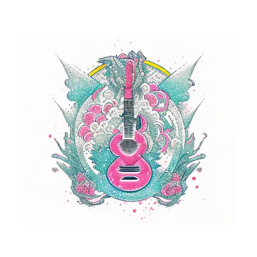 Girl Playing Pink Guitar