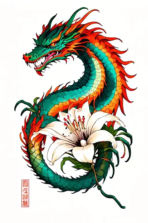 Spider Lily And Dragon Intertwined