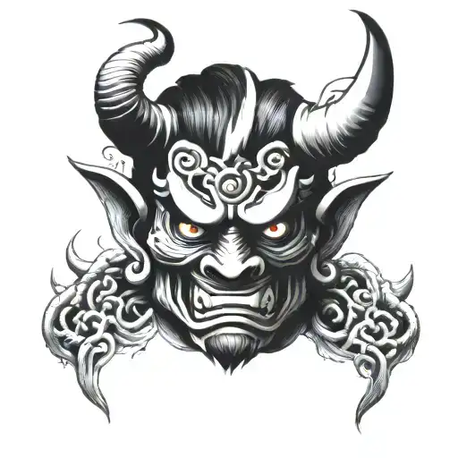Black Modern Oni Mask