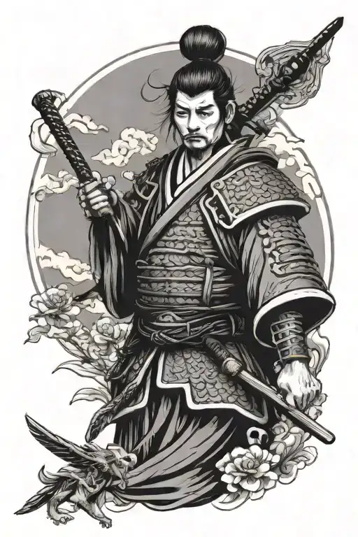 Samurai Warrior Looking Forward Facing Female Angel