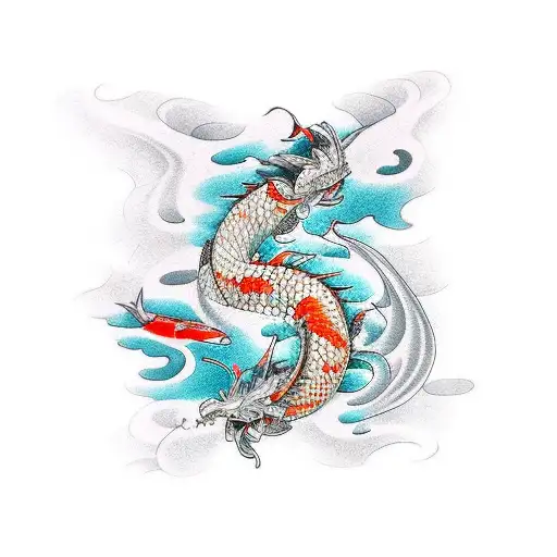 Koi Fish Turning Into Koi Dragon Upstream