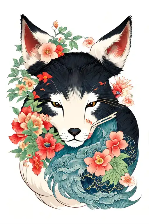 Oriental Nature And Animal Patchwork Sleeve Design