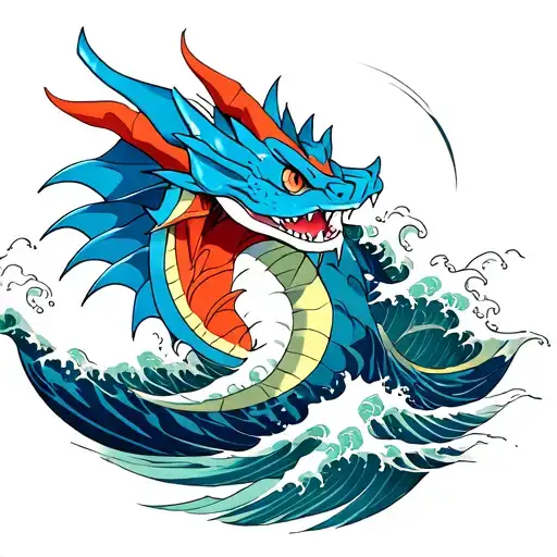 Gyarados Pokemon Cresting A Wave Crashing