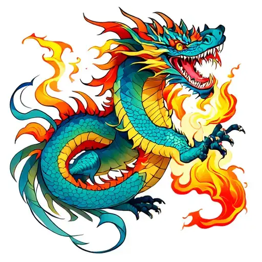 Colorful Unique Full Body Dragon Breathing Fire Breathing Dragon