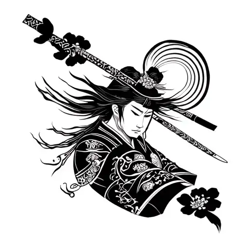 Japanese Samurai Black And White