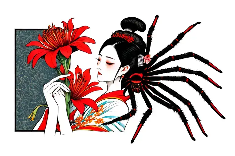 Red Spider Lily Geisha Holding
