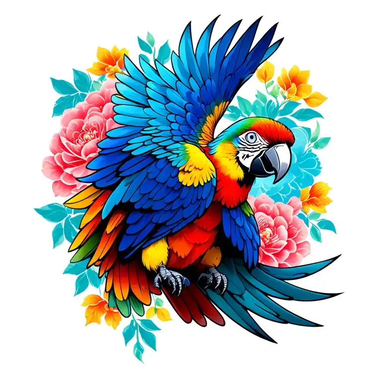 Right Wing Of A Parrot With All Colors For Ankle