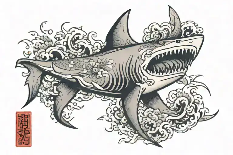 Shark With Small Designs Around It