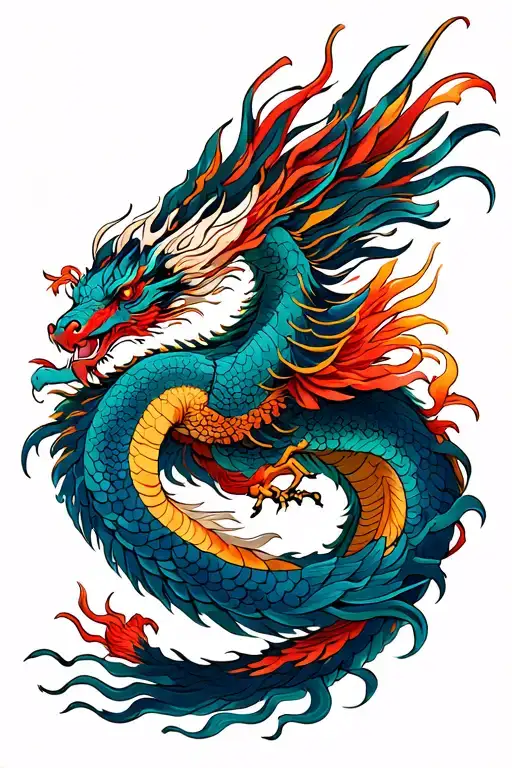 Dragon Phoenix Wrapped Round