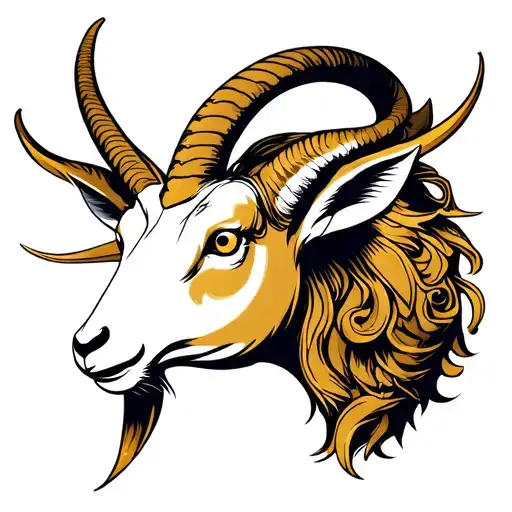 A Head Of A Golden Goat - Bring Out A Wise Aura - Father Figure